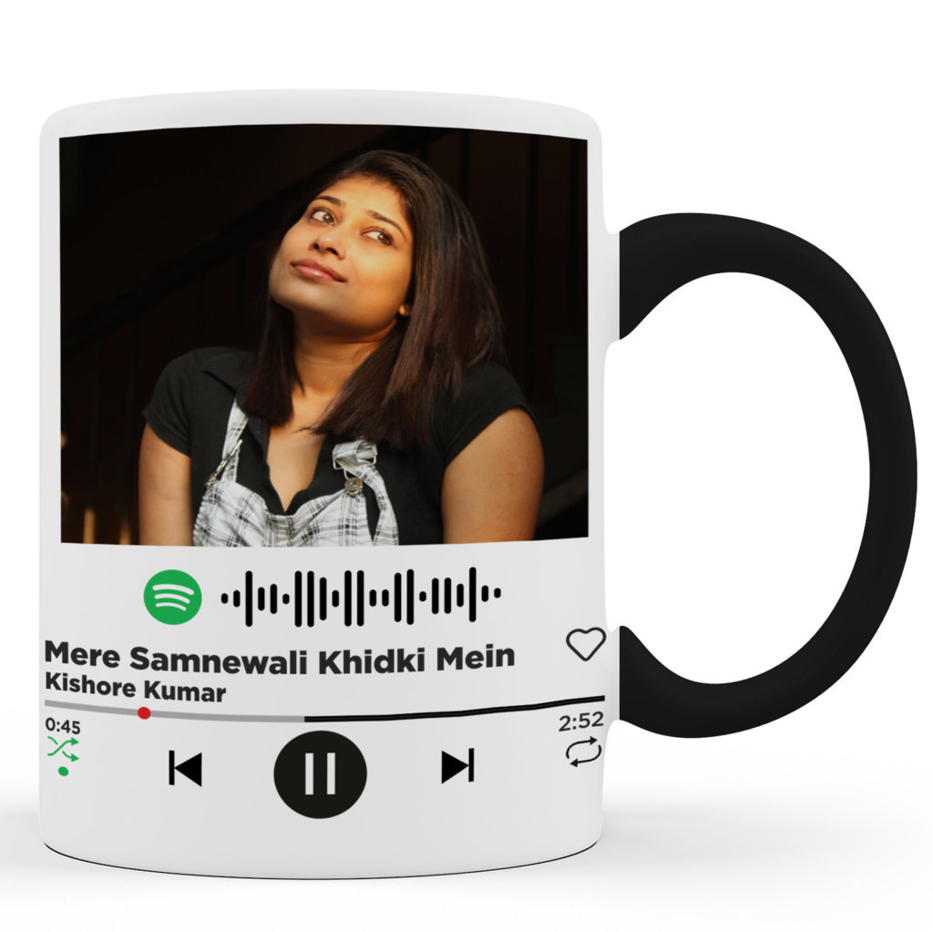 Personalised Mugs | Spotify | Valentine Day or For Someone You Love Gift Mug | Mere Samnewali Khidki Mein | 325 Ml. 